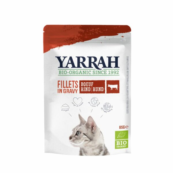 Yarrah Katzen Bio Pouch Filets mit Rind in Soße 14 x 85g