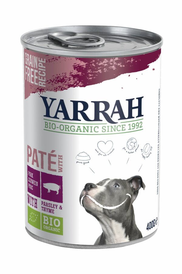 Yarrah Organic Petfood B.V. Bio Hund Dose Pastete getreidefrei Schwein Einzelprotein 12 x 400g