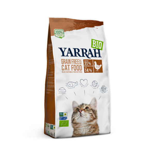 Yarrah Organic Petfood B.V. Bio MSC Katze Trockenfutter getreidefrei Huhn & Fisch – auch für Kätzchen 4 x 2,4kg