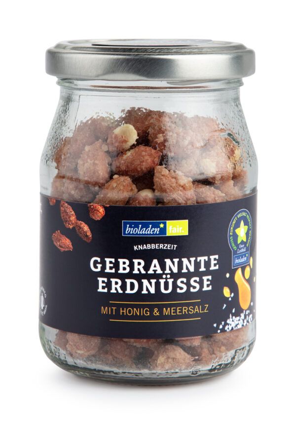 bioladen Gebrannte Erdnüsse mit Honig & Meersalz im Pfandglas 6 x 125g