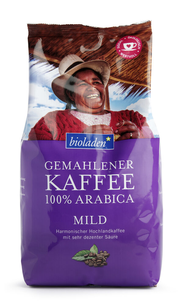 bioladen Kaffee 100 % Arabica mild, gemahlen 12 x 500g