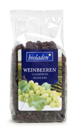 bioladen Weinbeeren, Sorte: Thompson Seedless 10 x 250g