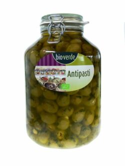 bio-verde Grüne Oliven mit Knoblauch mit frischen Kräutern in Öl 4,75kg