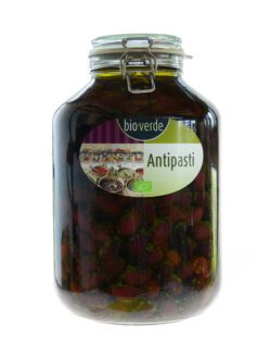 bio-verde Schwarze Kalamata-Oliven mit Stein mit frischen Kräutern in Öl 4,75kg