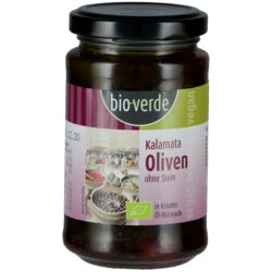 bio-verde Schwarze Kalamata-Oliven ohne Stein 200 g mit frischen Kräutern in Öl-Marinade 6 x 200g