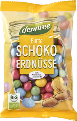 dennree Bunte Schoko-Erdnüsse mit 50% Vollmilchschokolade 10 x 100g