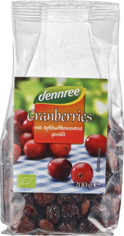 dennree Cranberries mit Apfelsaftkonzentrat gesüßt 200g