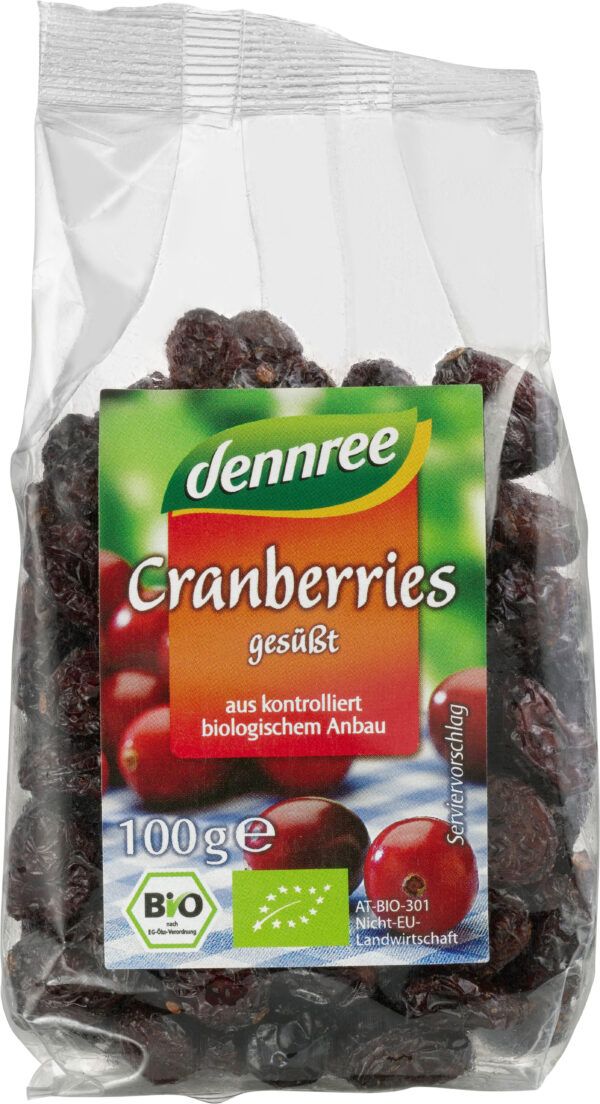 dennree Cranberries mit Apfelsaftkonzentrat gesüßt 100g