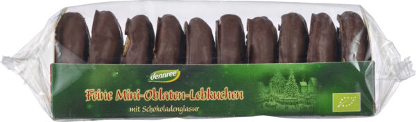 dennree Feine Mini-Oblaten-Lebkuchen mit Schokoladenglasur 15 x 140g