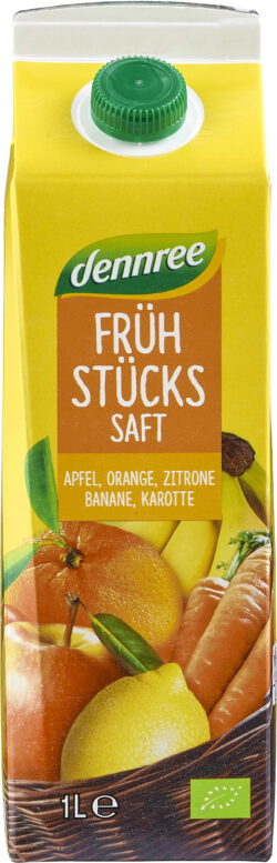 dennree Frühstückssaft - Apfel, Orange, Zitrone, Banane, Karotte 8 x 1l