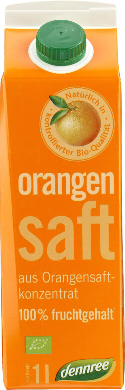 dennree Orangensaft aus Orangensaftkonzentrat, mit 100% Fruchtgehalt 6 x 1l