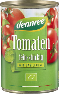 dennree Tomaten fein-stückig mit Basilikum 12 x 400g