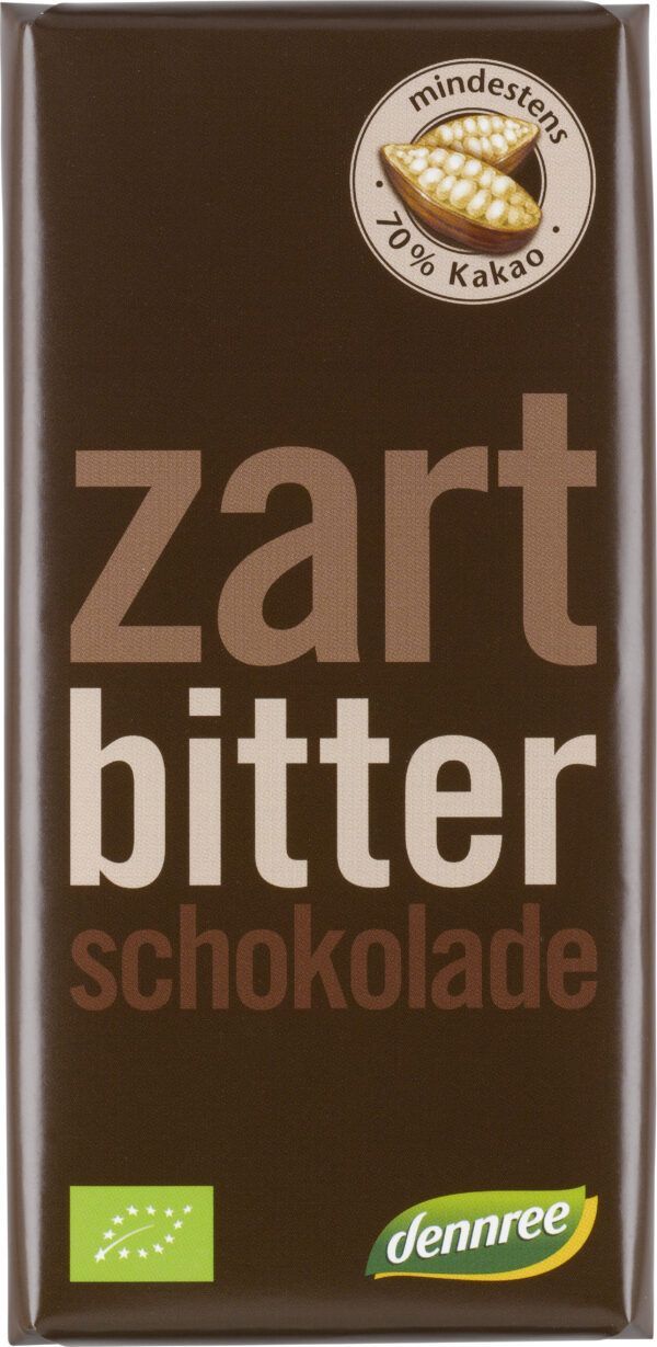 dennree Zartbitterschokolade, mindestens 70% Kakao 10 x 100g