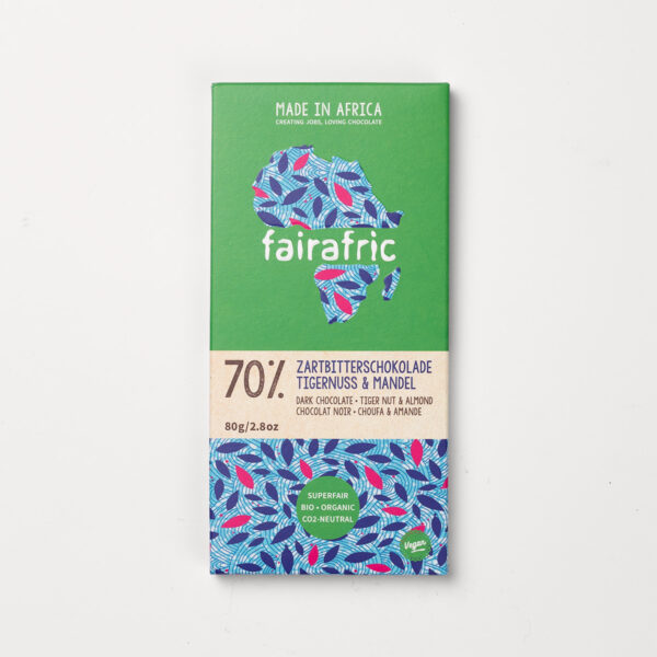 fairafric 70% Bio-Zartbitterschokolade Tigernuss & Mandel 10 x 80g
