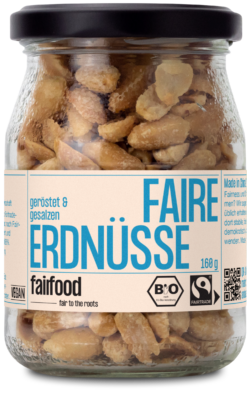 fairfood Freiburg Faire Erdnüsse geröstet & gesalzen (160g, Pfandglas klein, Bio & Fairtrade) 6 x 160g