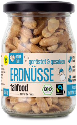 fairfood Freiburg Faire Erdnüsse geröstet & gesalzen (160g, Pfandglas klein, Bio & Fairtrade) 6 x 160g