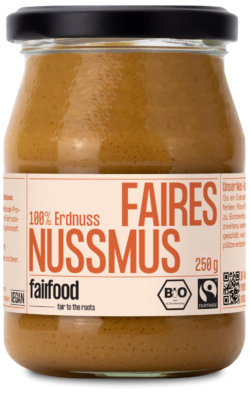 fairfood Freiburg Faires Nussmus 100% Erdnuss (250g, Pfandglas klein, Bio & Fairtrade) 6 x 250g