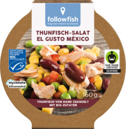 followfood Thunfisch-Salat el Gusto México mit Thunfisch aus Angelruten- Fischerei und mediteranen Bio-Zutaten 8 x 160g