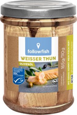 followfood Weißer Thun, feine Thunfischfilets in nativem Bio-Olivenöl extra 110g