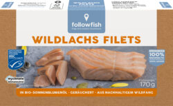followfood Wildlachs Filets in Bio-Sonnenblumenöl, heiß geräuchert, mit Haut 10 x 124g