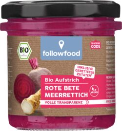 followfood Bio Rote Bete Aufstrich mit Meerrettich vegan 6 x 135g