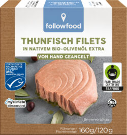 followfood MSC Thunfisch Filets in Bio-Olivenöl extra, von Hand geangelt 8 x 120g