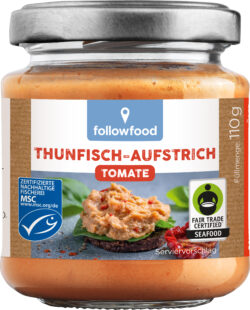 followfood Thunfisch-Aufstrich Tomate mit Thunfisch aus nachhaltigem Wildfang und Bio-Zutaten 6 x 110g