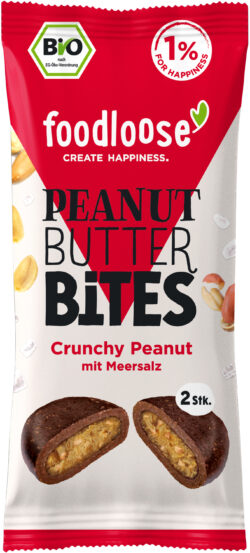 foodloose Bio-Peanut Butter Bites Crunchy Peanut, vegan, glutenfrei, laktosefrei 20 x 40g