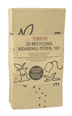 memo AG 20 memo Bioabfall-Kompostbeutel aus Recyclingpapier 10 l, 23 x 13 x 34 cm 8 x 20 Stück