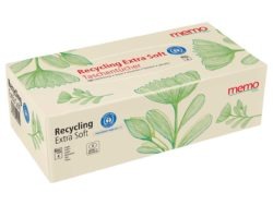 memo AG memo Taschentücher "Recycling Extra Soft" in praktischer Box 15 x 1 Stück