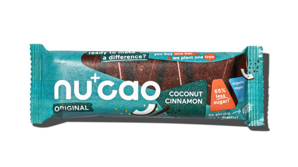 nucao Bio-Schokolade mit Hanfsamen mit Geschmack Kokos Zimt 16 x 40g