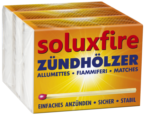 soluxfire Zündhölzer 3 er Würfel - 3 x 100 - 55 mm Zündhölzer - FSC zertifiziert 1 Stück